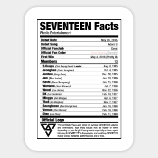 SEVENTEEN Nutritional Facts Sticker